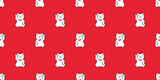 Fototapeta Pokój dzieciecy - cat seamless pattern manekineko vector kitten lucky cat calico neko munchkin pet cartoon doodle tile background gift wrapping paper repeat wallpaper illustration isolated design