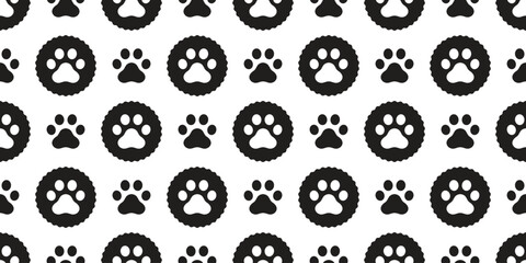 Poster - dog footprint seamless pattern cat paw vector polka dot pet puppy kitten bear cartoon doodle gift wrapping paper repeat wallpaper tile background illustration scarf isolated design