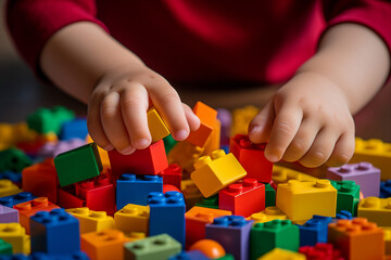 Canvas Print - Small children in kindergarten playroom having fun preschooler education concept Generative AI picture