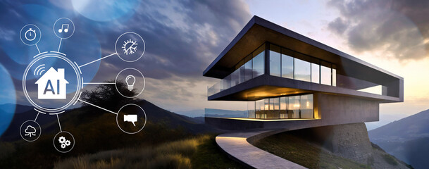 AI applications for property and real estate. Business for buildings Artificial intelligence concept