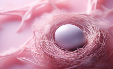 Wall Mural - nest, egg, birth, tender, pink pastel, background сreated with Generative Ai