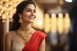 Intricate Charm: Candid Indian Beauty Adorned in Gold Jewelry generative ai