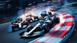 © TEAM SEO BD LTD - Intense Formula 1 race with cars speeding around a hairpin turn, tires screeching, sparks flying, spectators cheering, capturing the adrenaline rush and competition, Photography, high-speed shutter,