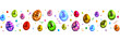 Easter banner with colorful Easter eggs. Seamless pattern for Easter card or poster