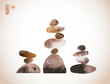 Minimalist Ink painting of stacked stones in a Zen-like balance. Traditional oriental ink painting sumi-e, u-sin, go-hua in vintage style. Hieroglyph - zen