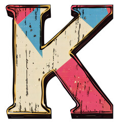 Wall Mural - Letter K in Comic Book Style Isolated on Transparent or White Background, PNG