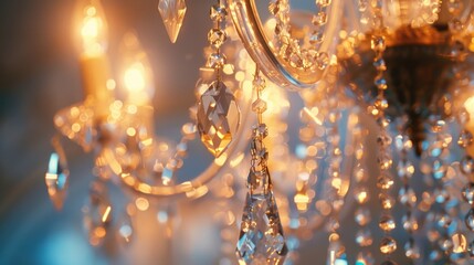 Poster - A stunning crystal chandelier hanging from the ceiling, perfect for elegant interior design projects.