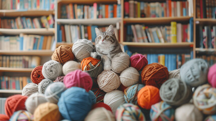 Cay on top of yarn balls