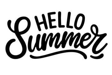 the word hello summer is written on a transparent background