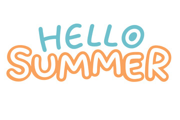 Poster - the word hello summer is written on a transparent background