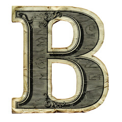 Letter B Styled as Dollar Bill Isolated on Transparent or White Background, PNG