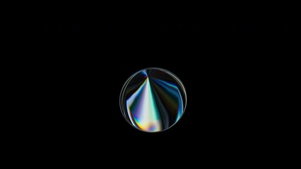 Poster - 3d transparent rotating glossy cone with dispersion effect. rainbow colors reflection glass. 3d rend