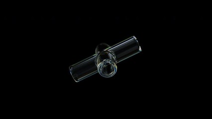 Poster - 3d transparent rotating glossy hollow cross with dispersion effect. rainbow colors reflection glass.