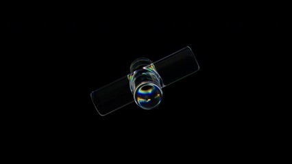 Poster - 3d transparent rotating glossy cross with dispersion effect. rainbow colors reflection glass. 3d ren