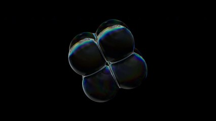 Poster - 3d transparent rotating glossy meta cube with dispersion effect. rainbow colors reflection glass. 3d