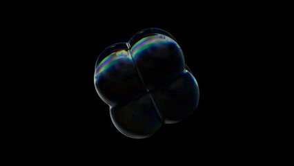 Aufkleber - 3d Transparent rotating glossy meta cube with dispersion effect. Rainbow colors reflection glass. 3d render animation loopable