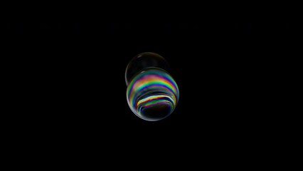 Poster - 3d transparent rotating glossy metaballs with dispersion effect. rainbow colors reflection glass. 3d