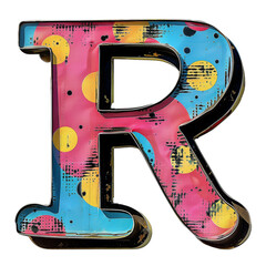 Wall Mural - Letter R in Pop Art Style Isolated on Transparent or White Background, PNG