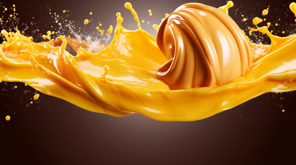 Wall Mural - mango and caramel splashes