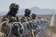 The stern faces of border guards and military personnel capture the palpable tension at the barbed wire border, a critical frontline in the ongoing emigration turmoil