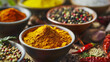 Colorful spices for curry masala Food ingredien