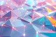 3D polygonal background, translucent triangles that connect with each other with lines and luminous points. Pastel colors.