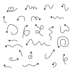 Poster - Hand drawn arrows collection Set simple arrows isolated on white background. Arrow mark icons and arrow paint. Stock vector. EPS10.