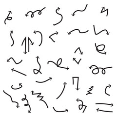 Poster - Hand drawn arrow set, direction pencil draw arrows. Vector illustration