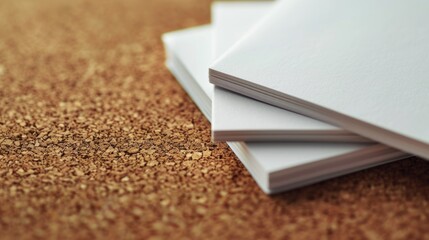 Poster - A pile of white paper on a cork board, suitable for office or education themes.