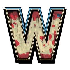 Wall Mural - Letter W in comic book style Isolated on Transparent or White Background, PNG