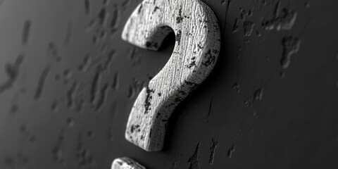 Poster - A simple black and white photo of a question mark on a wall. Suitable for educational or mystery-themed projects.