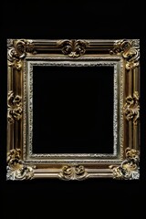 Aufkleber - Elegant gold picture frame on a sleek black background. Perfect for adding a touch of luxury to any design project.
