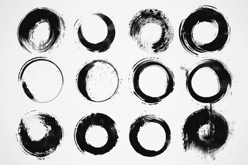 Aufkleber - Simple black circles on a white background, suitable for various design projects.