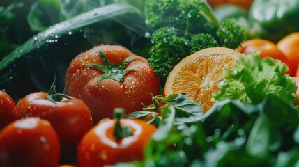 Poster - Fresh tomatoes and broccoli up close, perfect for healthy eating concepts.