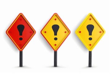 Poster - Road signs with a light bulb and question mark, suitable for educational or decision-making concepts.