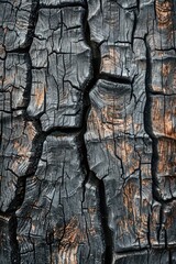 Poster - Detailed close-up of a burned piece of wood. Suitable for backgrounds or textures.