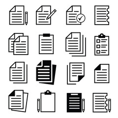 Wall Mural - Paper documents icons. Linear File icons.