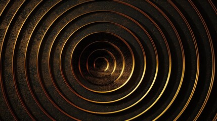 Poster - A dark and mysterious spiral tunnel with a golden hue and a glowing light at the end. Ideal for concepts of hope, mystery, and transformation.