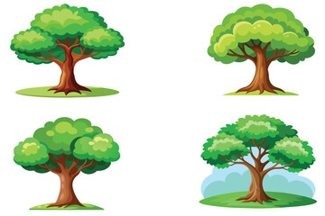 Cartoon Tree Vector On White Background