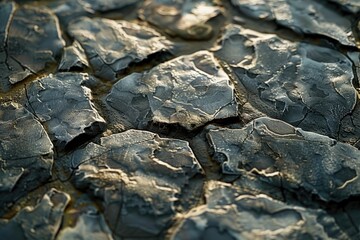 Poster - Detailed view of cracked rock surface, ideal for geological or abstract backgrounds.