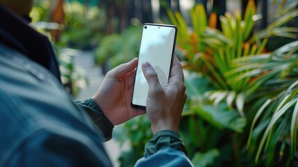 Aufkleber - A person holding a smart phone. Suitable for technology concepts.