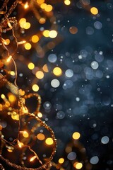 Poster - Close up view of a string of lights, perfect for holiday decorations.