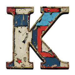 Wall Mural - Letter K in Comic Book Style Isolated on Transparent or White Background, PNG