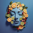 fruit face,well-being,calm,zen-like,serenity,abstract,fantasy,healthy lifestyle concept