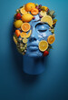 fruit face,well-being,calm,zen-like,serenity,abstract,fantasy,healthy lifestyle concept,copy space for text
