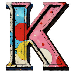 Wall Mural - Letter K in Pop Art Style Isolated on Transparent or White Background, PNG