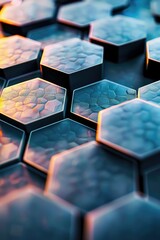Poster - A bunch of hexagons on a table, suitable for educational or scientific concepts.