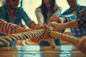 Poster - Group of people united, teamwork concept. Suitable for team building materials.