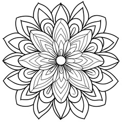 mandala coloring book for adults digital, vector illustration line art