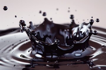Poster - Detailed image of a black water drop. Suitable for science and nature projects.